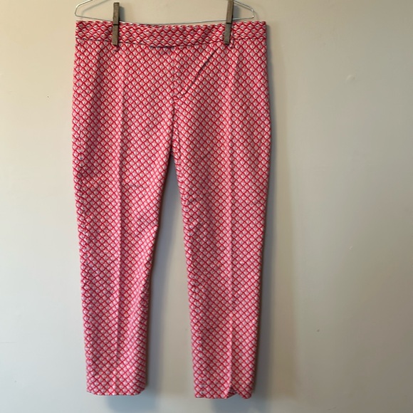 Gap slim cropped pants stretch dark pink print pattern size 8 - Picture 1 of 4